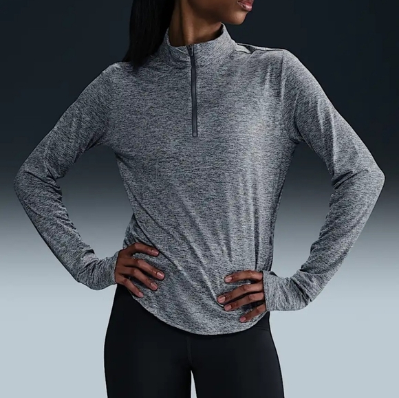 Nike size M Dri fit gray 1/4 zip running top jacket lightweight.  Thumb holes - Picture 2 of 13